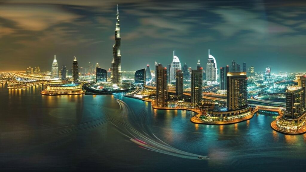Dubai skyline at night, cover for the Knight Frank Wealth Report luxury real estate article